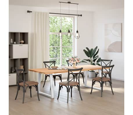 vidaXL Picioare de masă &icirc;n formă de V, 2 buc., alb, 70x(72-73,3) cm, oțel