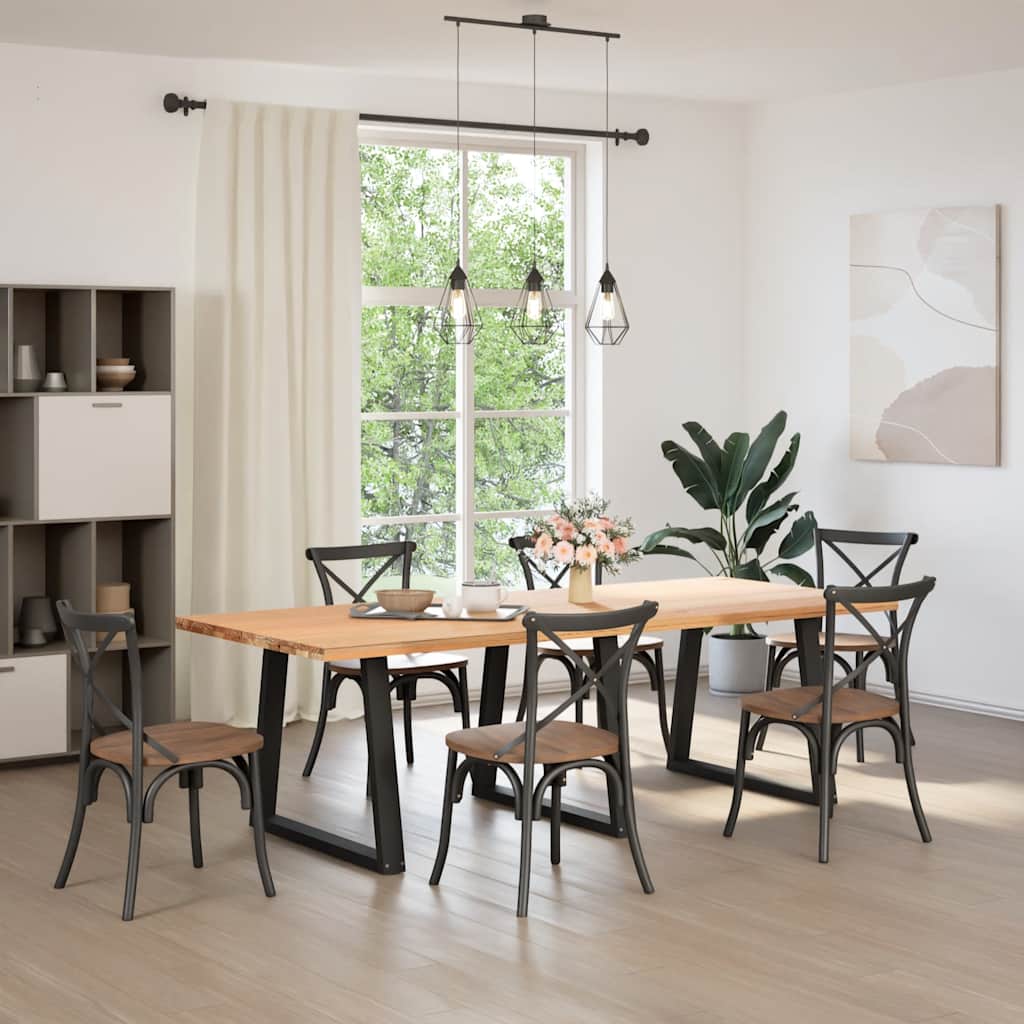 vidaXL Eettafelpoten 3 st V-vormig 70x(72-73,3) cm staal zwart afbeelding