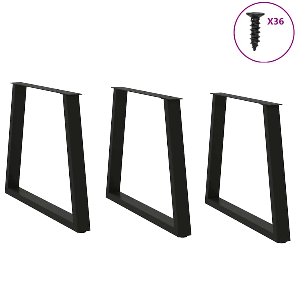 Thumbnail - vidaXL Esstisch Beine V-Form 3 Stück Schwarz 70x(72-73,3) cm Stahl