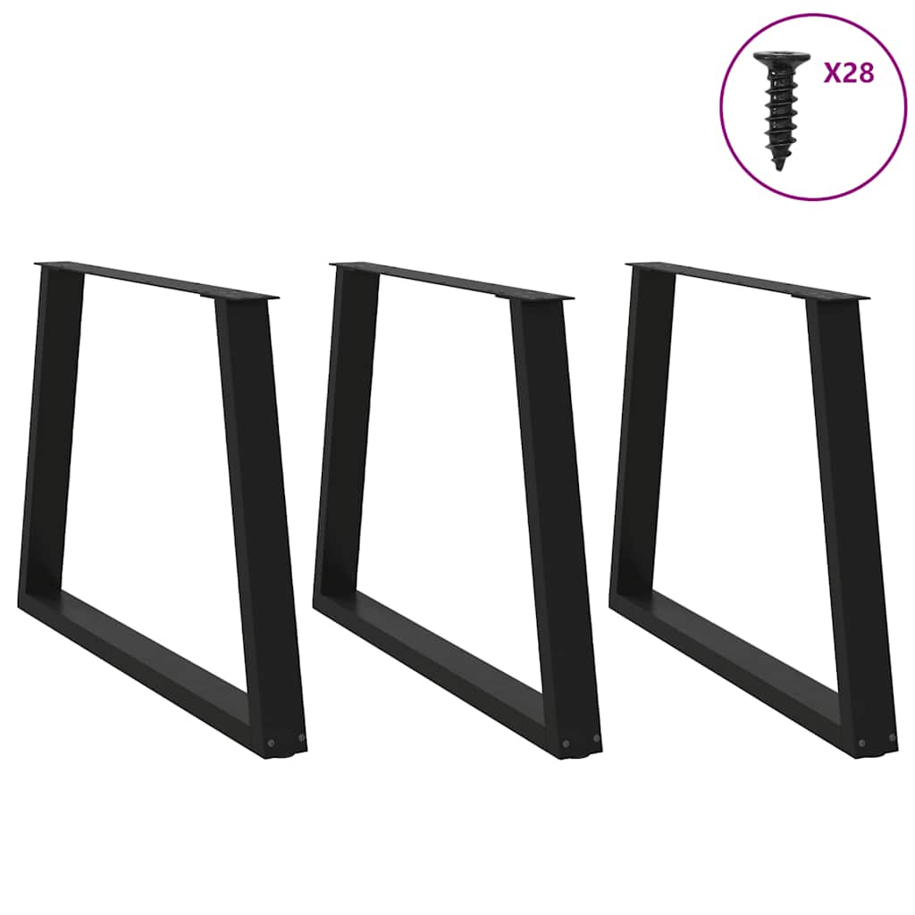 Thumbnail - vidaXL Esstischbeine V-Form 3 Stück Schwarz 90x(72-73,3) cm Stahl