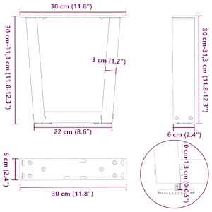 Nohy konferenčního stolku ve tvaru V, 2 ks, přírodní ocel, 30 x (30-31,3) cm, ocel - obrázek 11