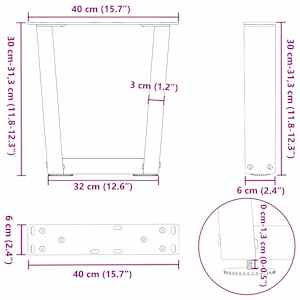 Nohy konferenčního stolku ve tvaru V, 2 ks, černé, 40 x (30-31,3) cm, ocel - obrázek 10