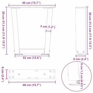 Nohy konferenčního stolku ve tvaru V, 2 ks, bílé, 40 x (30-31,3) cm, ocel - obrázek 10