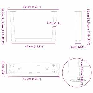 Nohy konferenčního stolku ve tvaru V, 2 ks, černé, 50 x (30-31,3) cm, ocel - obrázek 10