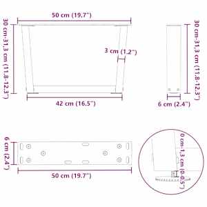 Nohy konferenčního stolku ve tvaru V, 2 ks, bílé, 50 x (30-31,3) cm, ocel - obrázek 10