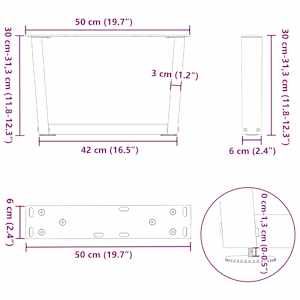 Nohy konferenčního stolku ve tvaru V 2 ks antracitové 50 x (30-31,3) cm ocelové - obrázek 10