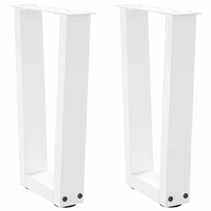 Noge za klubsko mizico v obliki črke V 2 kosa bele 38 x (42-43,3) cm jeklo