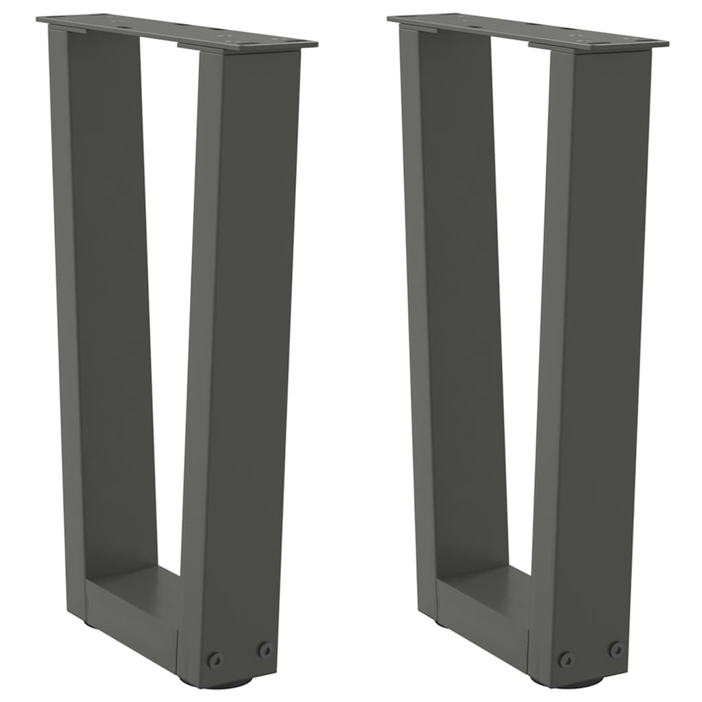 VIDAXL - vidaXL Mesa de jantar pernas 2pcs forma V 38x(42-43,3)cm aço antracite vidaXL Mesa de jantar pernas 2pcs forma V 38x(42-43,3)cm aço antracite