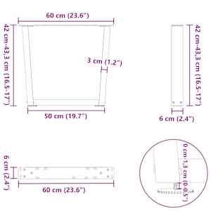 Nohy konferenčního stolku ve tvaru V, 2 ks, přírodní ocel, 60 x (42-43,3) cm, ocel - obrázek 11