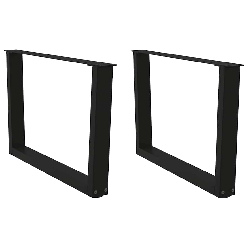 vidaXL Mesa de jantar pernas 2 pcs forma de V 70x(42-43,3)cm aço preto