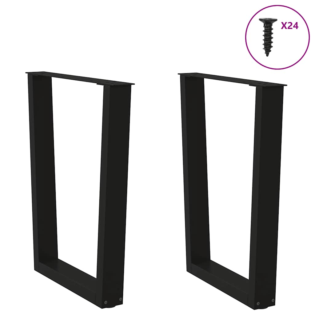 Thumbnail - vidaXL Esstisch Beine V-Form 2 Stück Schwarz 60x(72-73,3) cm Stahl
