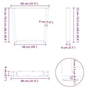 Nohy k jídelnímu stolu ve tvaru V, 2 ks, antracitové, 80 x (72-73,3) cm, ocel - obrázek 10