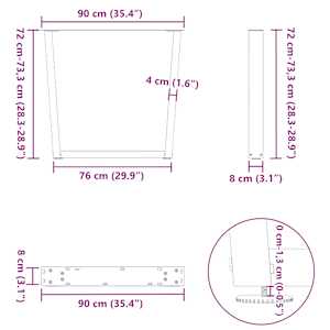 Nohy k jídelnímu stolu ve tvaru V, 2 ks, černé, 90 x (72-73,3) cm, ocel - obrázek 10