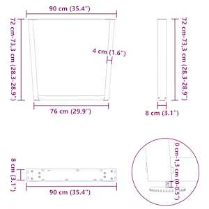 Nohy k jídelnímu stolu ve tvaru V, 2 ks, antracitové, 90 x (72-73,3) cm, ocel - obrázek 10