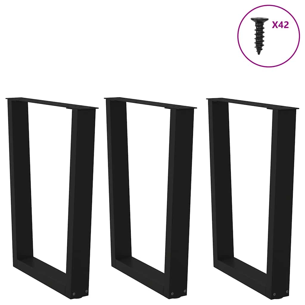 Thumbnail - vidaXL Esstisch Beine V-Form 3 Stück Schwarz 70x(72-73,3) cm Stahl