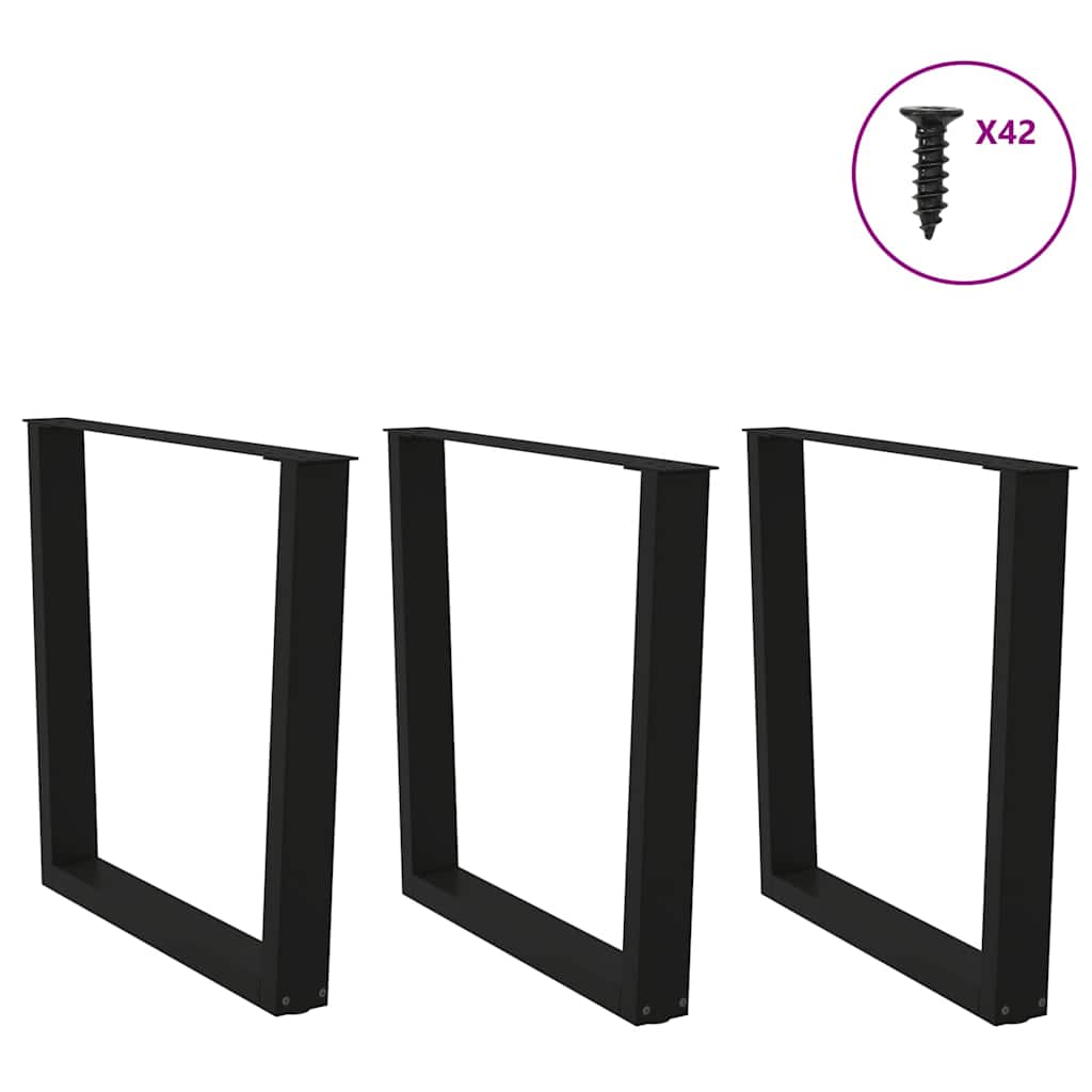 Thumbnail - vidaXL Esstischbeine V-Form 3 Stück Schwarz 90x(72-73,3) cm Stahl