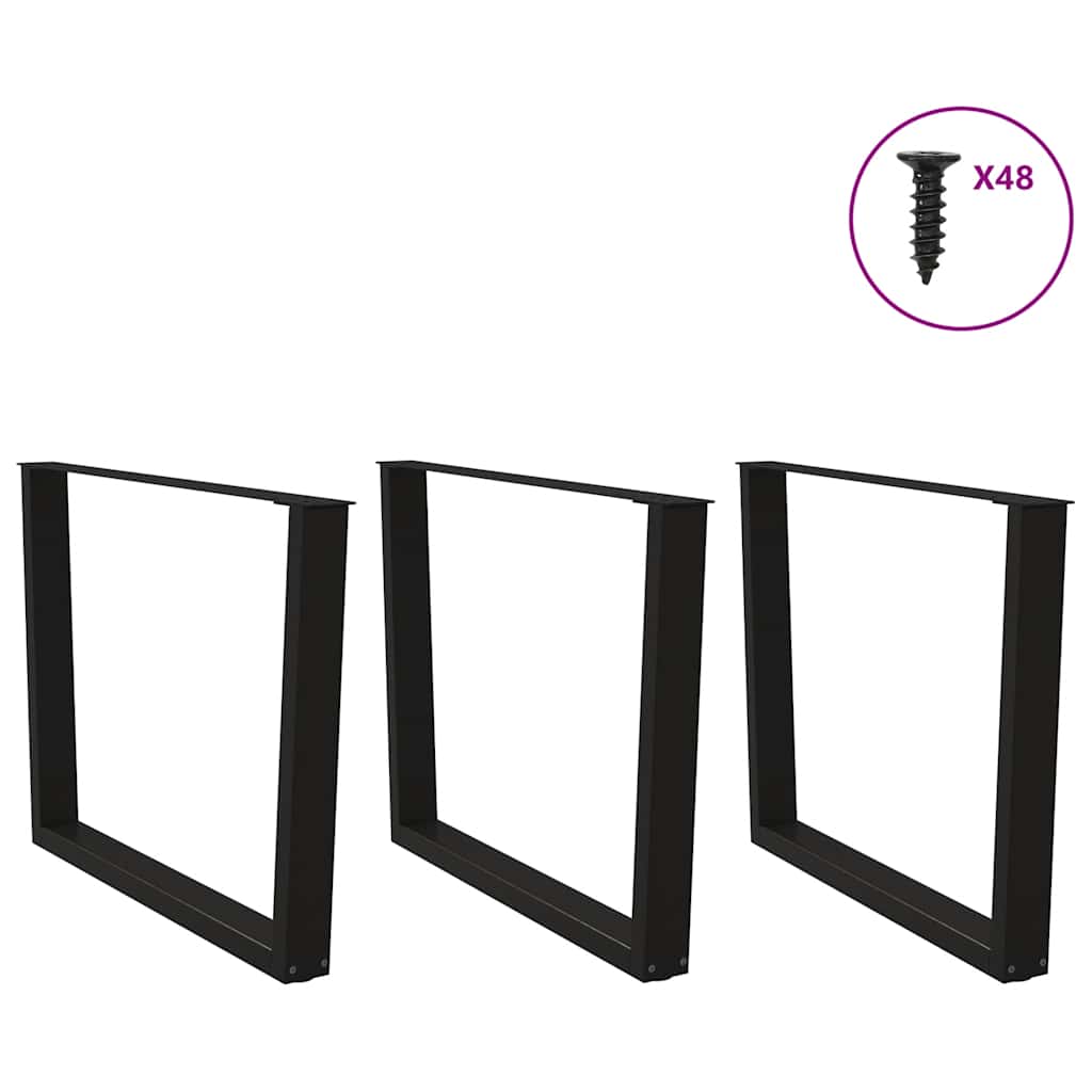 Thumbnail - vidaXL Esstisch Beine V-Form 3 Stück Schwarz 100x(72-73,3) cm Stahl