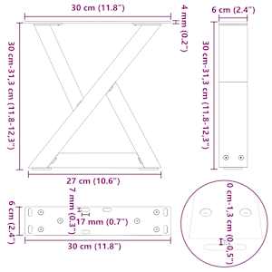Nohy konferenčního stolku 2 ks černé 30 x (30-31,3) cm ocelové - obrázek 10