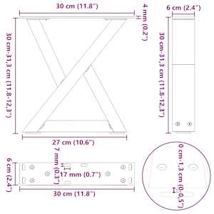 Nohy konferenčního stolku 2 ks bílé 30 x (30-31,3) cm ocelové - obrázek 10