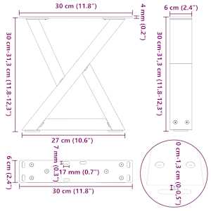 Nohy konferenčního stolku 2 ks antracitové 30 x (30-31,3) cm ocelové - obrázek 10