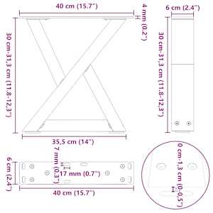 Nohy konferenčního stolku 2 ks černé 40 x (30-31,3) cm ocelové - obrázek 10