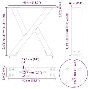 Nohy konferenčního stolku 2 ks přírodní ocel 40 x (30-31,3) cm ocel - obrázek 10