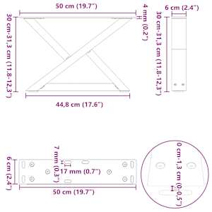 Nohy konferenčního stolku 2 ks černé 50 x (30-31,3) cm ocelové - obrázek 10