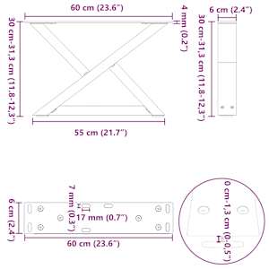 Nohy konferenčního stolku 2 ks přírodní ocel 60 x (30-31,3) cm ocel - obrázek 10