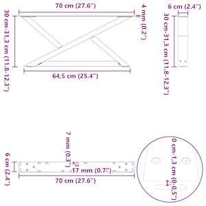 Nohy konferenčního stolku 2 ks přírodní ocel 70 x (30-31,3) cm ocel - obrázek 10
