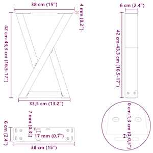 Nohy konferenčního stolku 2 ks bílé 38 x (42-43,3) cm ocelové - obrázek 10