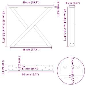 Nohy konferenčního stolku 2 ks černé 50 x (42-43,3) cm ocelové - obrázek 10