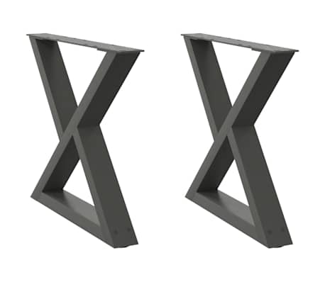 vidaXL Picioare pentru măsuță de cafea, 2 buc., antracit, 50x(42-43,3) cm, oțel