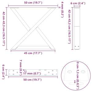 Nohy konferenčního stolku 2 ks antracitové 50 x (42-43,3) cm ocelové - obrázek 10