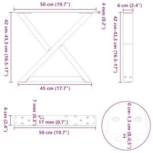 Nohy konferenčního stolku 2 ks přírodní ocel 50 x (42-43,3) cm ocel - obrázek 10