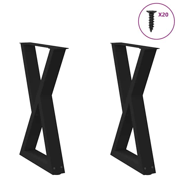 vidaXL s&ouml;&ouml;gilaua jalad 2 tk mustad 50 x (72-73,3) cm terasest