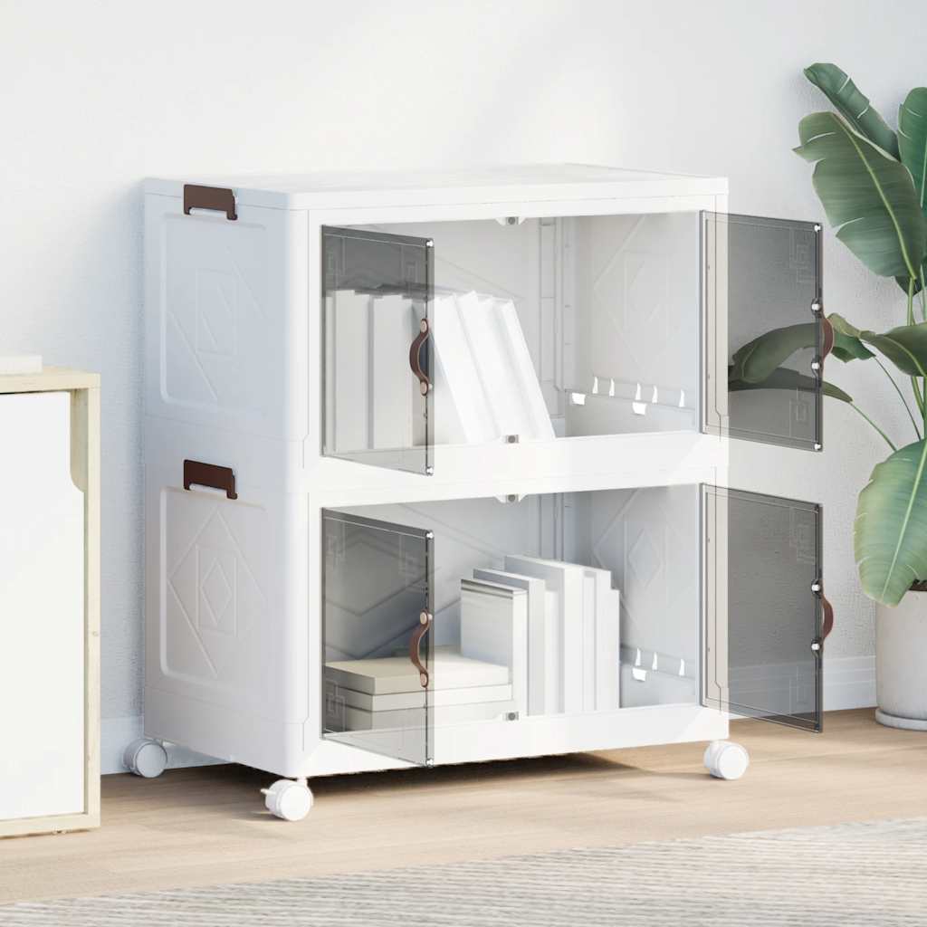 vidaXL Opbergbox stapelbaar met wielen 2-laags 75 L 64x40x76 cm afbeelding