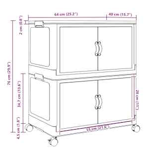 Stohovatelný úložný box na kolečkách 2-patrový 75 L 64x40x76 cm - obrázek 12