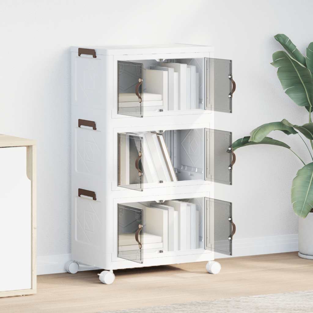 vidaXL stohovateľný úložný box kolesami 3vrstvový 28 L 48,5x29,5x86 cm