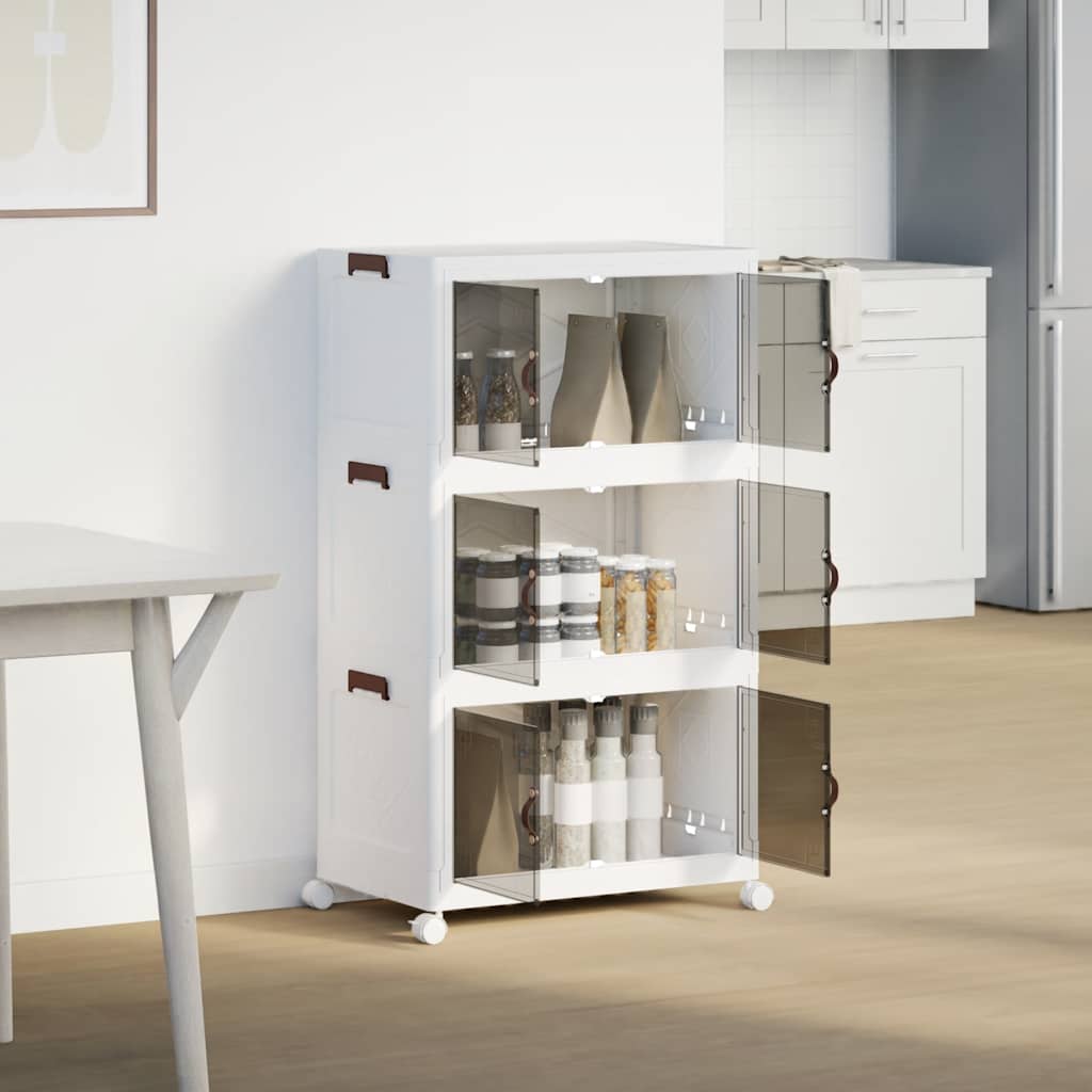 vidaXL Opbergbox stapelbaar met wielen 3-laags 75 L 64x39,5x110,5 cm afbeelding