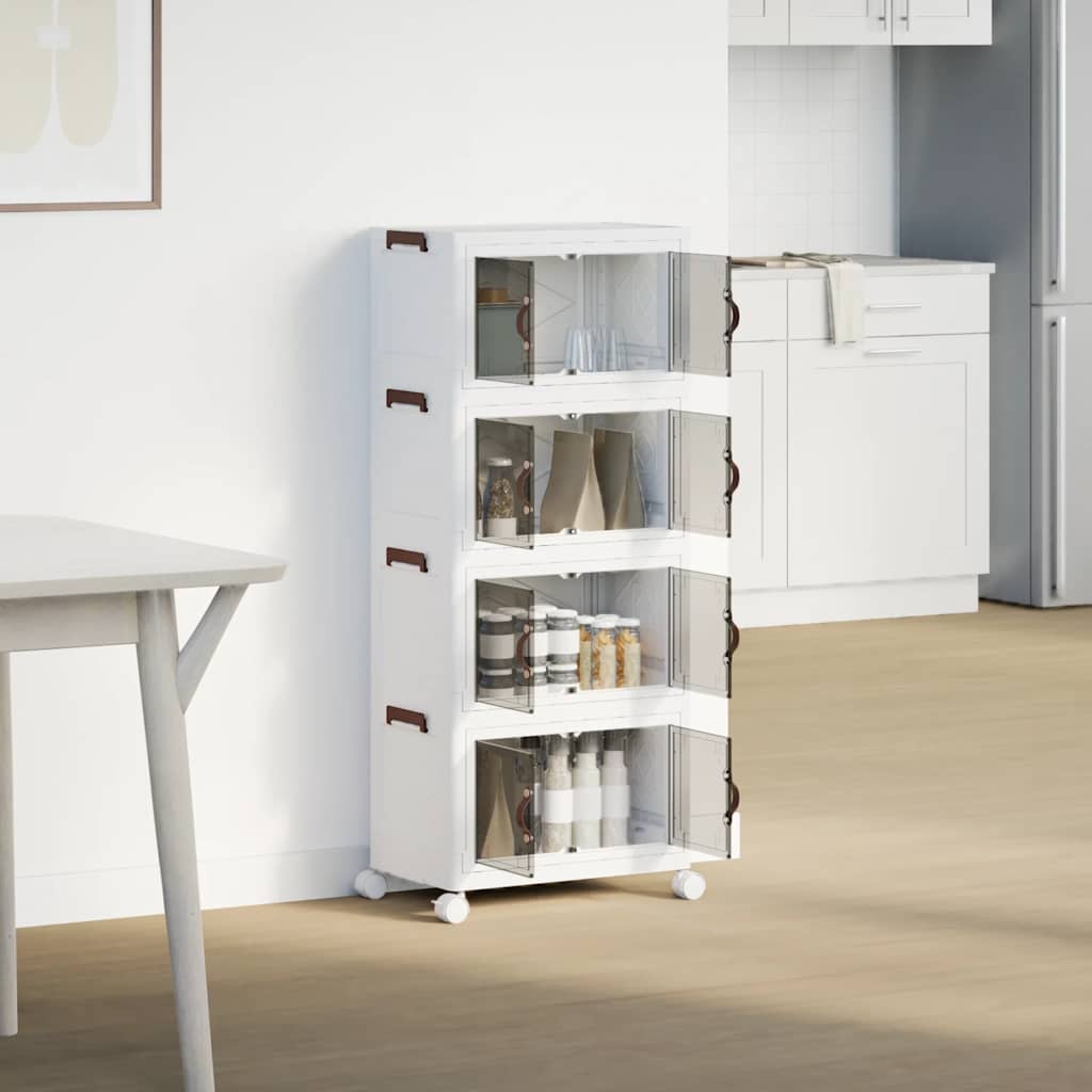vidaXL Opbergbox stapelbaar met wielen 4-laags 28 L 48x29,5x112,5 cm afbeelding