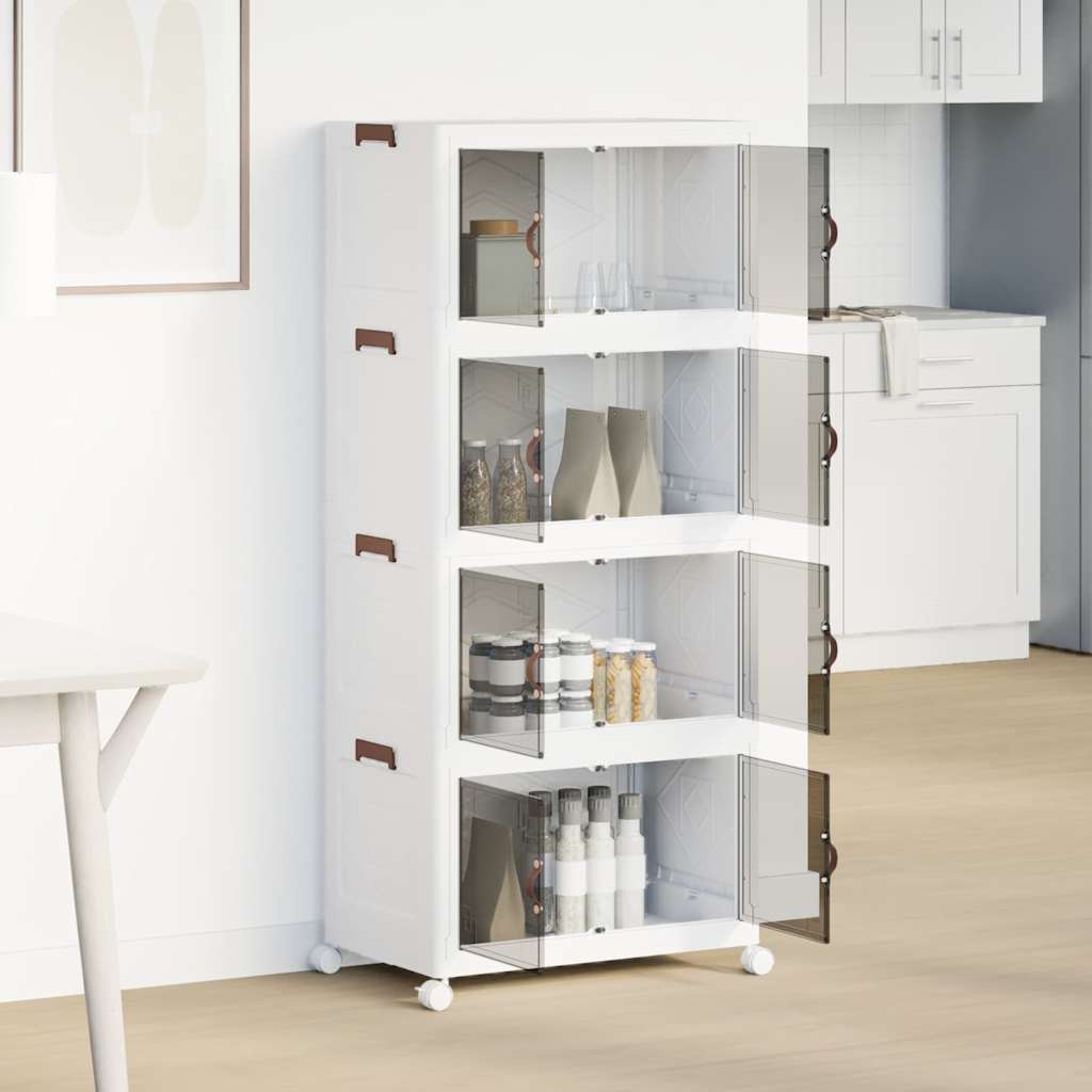 vidaXL Opbergbox stapelbaar met wielen 4-laags 75 L 64x40x141,5 cm afbeelding