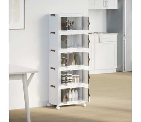 vidaXL Caixa arruma&ccedil;&atilde;o empilh&aacute;vel rodas 5camadas 28L 48,5x29,5x139cm