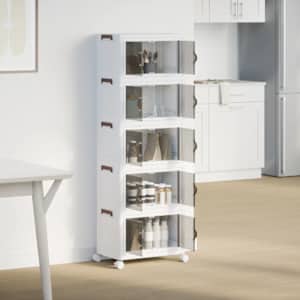 vidaXL Caixa arruma&ccedil;&atilde;o empilh&aacute;vel rodas 5camadas 28L 48,5x29,5x139cm