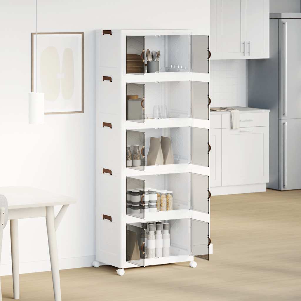 vidaXL Opbergbox stapelbaar met wielen 5-laags 75 L 64x40x179 cm afbeelding