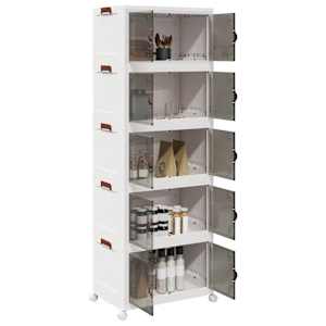 Stohovatelný úložný box na kolečkách 5-patrový 75 L 64x40x179cm