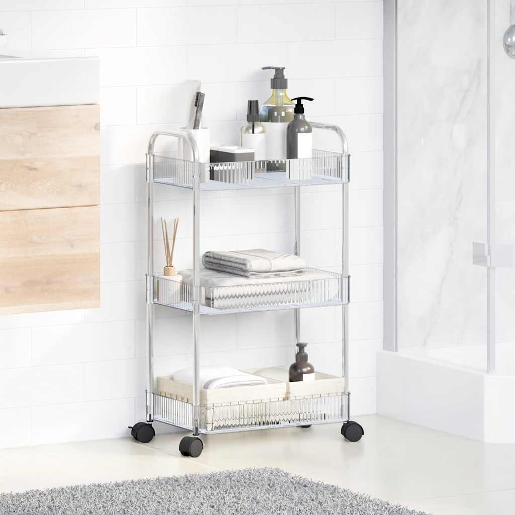 vidaXL Opbergtrolley 3-laags 37x28x68 cm acryl transparant afbeelding