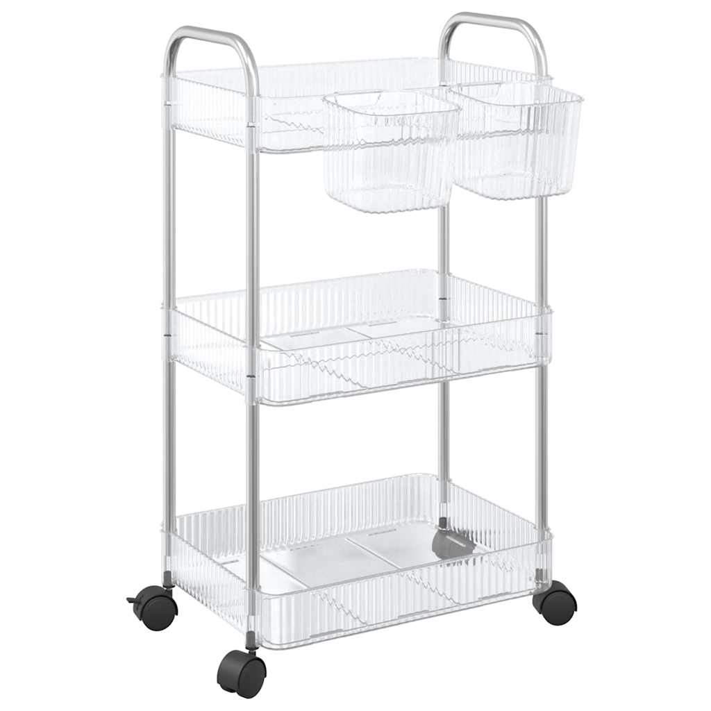 vidaXL Úložný vozík 3-patrový průhledný 37x28x68 cm akryl