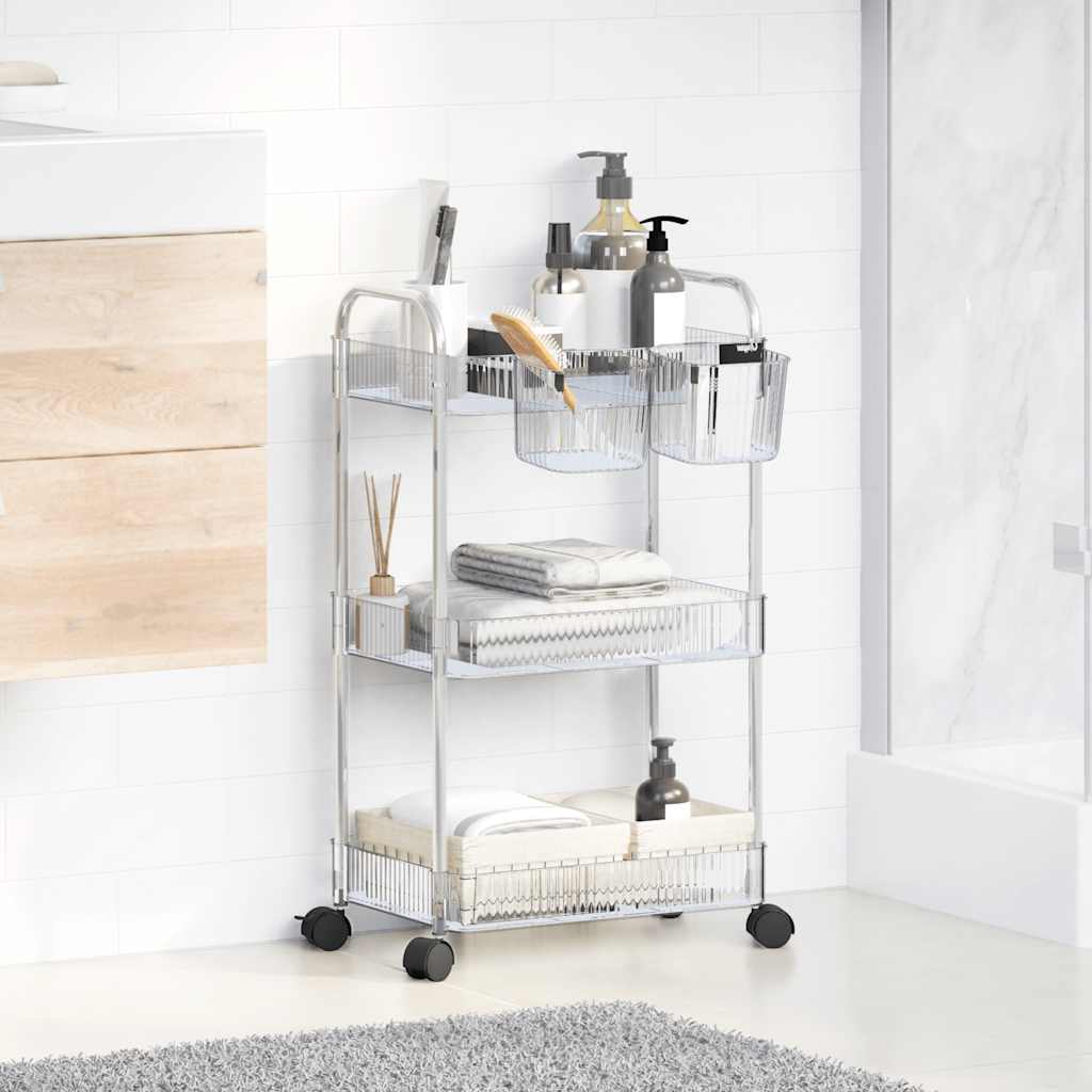 vidaXL tárolókocsi 3 szintes átlátszó 37x28x68 cm akril