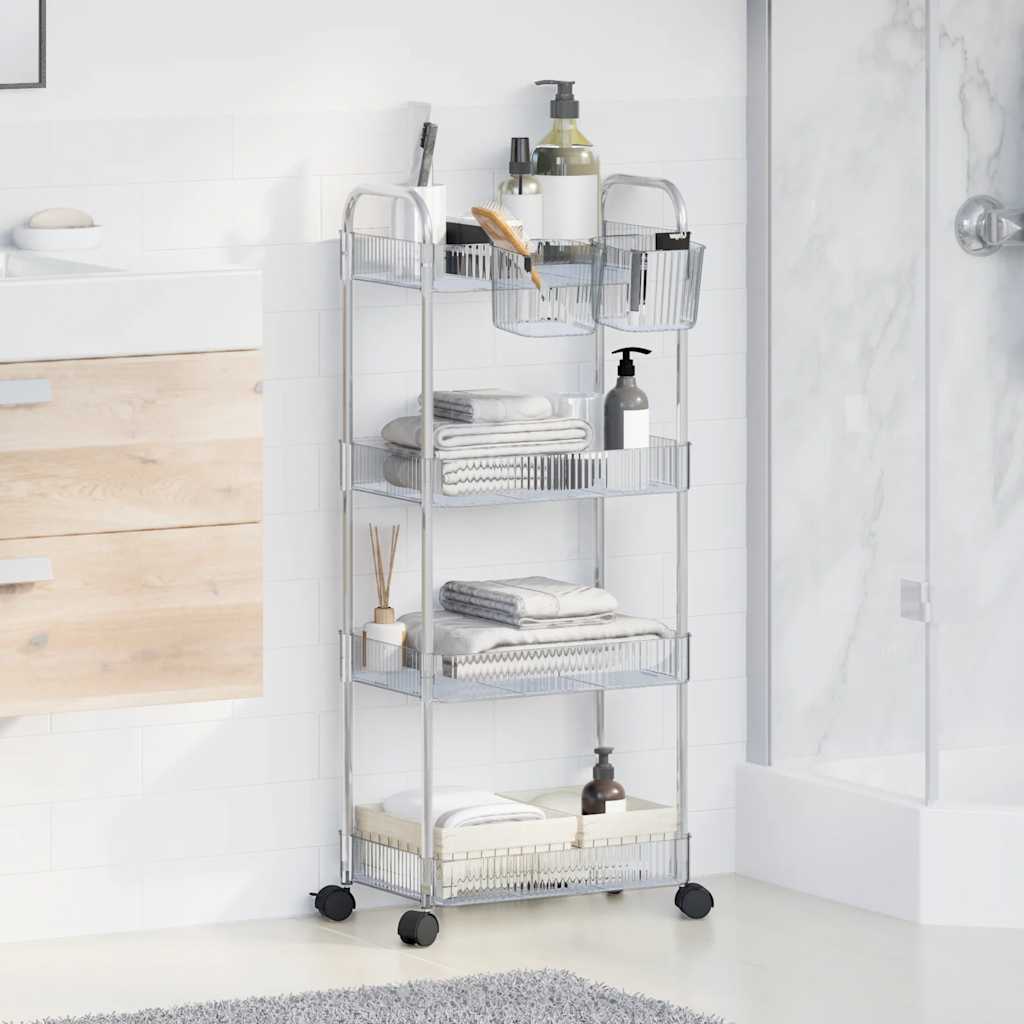 vidaXL Opbergtrolley 4-laags 37x28x95 cm acryl transparant afbeelding