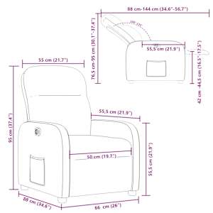 Elektrické polohovací křeslo tmavě hnědé textil - obrázek 15